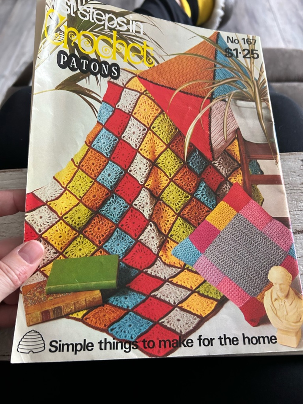 5/$25 Patons Crochet Pattern Booklet with Colorful Granny Square Blanket